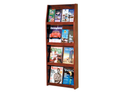 Wooden Mallet Home Office Library Slope 16 Pocket Literature Display Stand Rack 4 x4 Mahogany