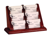 Wooden Mallet 6 Pocket Countertop Business Card Holder Display Rack Mahogany