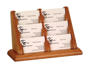 Wooden Mallet 6 Pocket Countertop Business Card Holder Display Rack Medium Oak