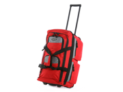 Olympia 22 8 Pocket Sports Cargo Travel Rolling Duffel Carry On Luggage Suitcase Tote Bag Red