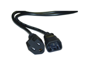 Cable Wholesale Power Cord Adapter Black C14 to NEMA 5 15R 10 Amp UL CSA rated 3 foot