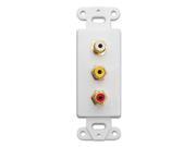Decora Wall Plate Insert White 3 RCA Couplers Red White Yellow RCA Female