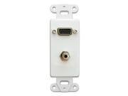 Offex Decora Wall Plate Insert White VGA HD15 Coupler and 3.5mm Stereo Coupler HD15 Female and 3.5mm Stereo Female