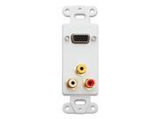 Cable Wholesale Decora Wall Plate Insert White 1 VGA Coupler And 3 RCA Couplers Red White Yellow HD15 Female And RCA Female