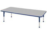 Kids Adjustable Rectangle Classroom 24 x 72 Multi Activity Table Gray Blue Toddler Ball Glides