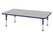 Kids 30 x 60 Adjustable Preschool Rectangle Gray Activity Table W Blue Toddler Swivel Glides Legs