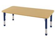 ECR4Kids 30 x 60 Adjustable Rectangular Activity Table Maple Blue Standard Leg Ball Glide