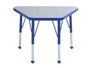 ECR4kids 18 X 30 Trapezoid Shaped Stain Resistant Childrens Learning Table In Gray Table Top Gray Leg Color Blue Leg Style Toddler Leg Swivel Glides