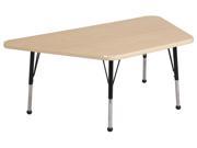 Kids 30 x60 Adjustable Preschool Daycare Trapezoid Maple Activity Table With Black Toddler Ball Glide Legs