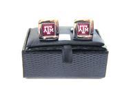 NCAA Texas A M Aggies Square Cufflinks With Square Shape Engraved Logo Design Gift Box Set