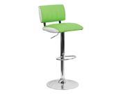 Flash Furniture Contemporary Two Tone Green White Vinyl Adjustable Height Bar Stool with Chrome Base