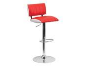 Flash Furniture Contemporary Two Tone Red White Vinyl Adjustable Height Bar Stool with Chrome Base