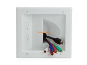 Cmple Wall Plate Recessed Media Plate with Duplex Receptacle White