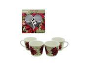 Bulk Buys 4 Pack Poinsettia Design Coffee Cup Gift Set Case of 5