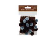 Bulk Buys Home Indoor Outdoor Birthday Wedding Party Conso 1 Yard Self Adhesive Sewing Brown Decorative Trim With Brown Teal Pom Poms Pack Of 24