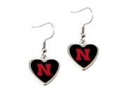 Nebraska Cornhuskers Huskers NFL Sports Team Non Swirl Heart Shape Dangle Earring Charm Jewelry Pendant