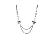 Bulkbuys Black Crystal Skull and Crossbones Multi Strand Necklace Pack of 4