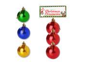 Bulk Buys 3 Small Plastic Christmas Ornament Balls Holiday Tree Decor Pack of 25