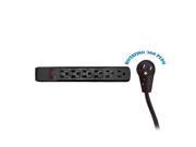Surge Protector Power Strip Flat Rotating Plug 6 Outlet Black Horizontal Outlets Plastic Power Cord 4 foot