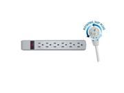 Surge Protector Flat Rotating Plug 6 Outlet Gray Horizontal Outlets Plastic Power Cord 10 foot
