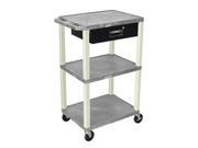H.Wilson Tuffy Cart 3 Shelves Putty Legs With Drawer 42 H Gray