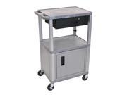 Luxor WT42GYC4E N WTD 42 H Tuffy Cart with Cabinet 3 Shelves Nickel Legs with Drawer Gray