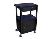 Luxor WT42ZC2E B WTD 42 Tuffy Cart with Cabinet 3 Shelves Black Legs with Drawer Electric Included