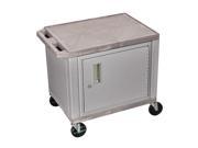 Luxor WT26GYC4E N 26 Tuffy Gray 2 Shelf AV Cart with Cabinet Eletric Nickel