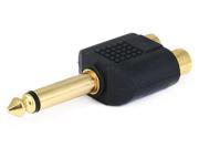 6.35mm 1 4 Inch Mono Plug to 2 RCA Jack Splitter Adaptor Gold Plated