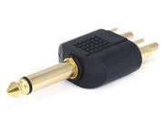 Monoprice 6.35mm 1 4 Inch Mono Plug to 2 RCA Plug Splitter Adaptor Gold