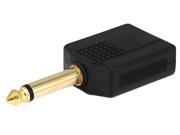 6.35mm 1 4 Inch Mono Plug to 2 x 6.35mm 1 4 Inch Stereo Jack Splitter Gold