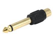 6.35mm 1 4 Inch Mono Plug to RCA Jack Adaptor Gold Yellow plastic center