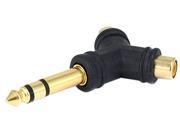 6.35mm 1 4 Inch Stereo Plug to 2 RCA Jack Splitter Adaptor Gold Y type