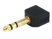 6.35mm 1 4 Inch Stereo Plug to 2 x 3.5mm Stereo Jack Splitter Adaptor Gold