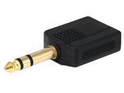 6.35mm 1 4 Inch Stereo Plug to 2 x 6.35mm 1 4 Inch Mono Jack Splitter Gold