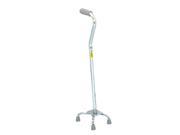 Essential Medical Supply Home Outdoor Large Base Aluminum Quad Cane Foam Handle With Adjustable Height Silver
