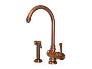 Evolution Colonial Style Single Lever Mixer With Gooseneck Swivel Spout And Fluted Solid Brass Side Spray Antique Copper Wh17666 Aco