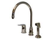 Evolution Three Hole Faucet With Independent Single Lever Mixer Gooseneck Swivel Spout Fluted Solid Brass Side Spray Polished Chrome Wh18664 C