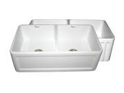 2 Bowl Sink w Concave 1 Side Fluted Front Apron On Other WHFLCON3318 White