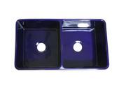 Whitehaus Duet Reversible Double Bowl Fireclay Sink With Smooth Front Apron WH3719 Blue
