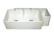 Whitehaus Sink W Smooth F.Apron One Side And Fluted F.Apron Opp Side WHFLPLN3318 Biscuit
