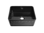 Whitehaus Sink W An Athinahaus F.Apron 1 Side Fluted F.Apron Opp Side WHFLATN2418 Black