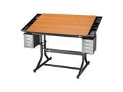 Alvin CraftMaster II Deluxe Drawing Table Black Base w Cherry Woodgrain Top