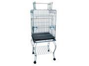YML 24 Open top Parrot Cage with Stand In Antique Silver 0224AS