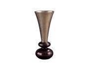 Howard Elliott Home Decorative Modern Deep Plum Wood Vases w Warm Silver Leaf Neck Medium