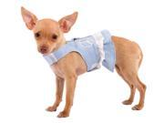 Doggles Pet Dog Teacup Harness Dress Blue Jean Fringe