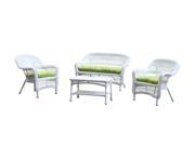 Fine Mod Imports Home Indoor Decorative Portside White 4pc Outdoor Set Green Cushion