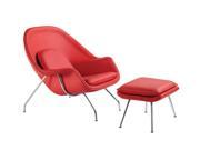 Fine Mod Imports Decorative Furniture Woom Chair and Ottoman in Leather Red