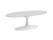 Fine Mod Imports Decorative Furniture Flower Coffee Table Oval Marble Top White
