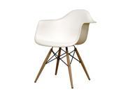 Fine Mod Imports Home Indoor Decorative WoodLeg Dining Arm Chair White